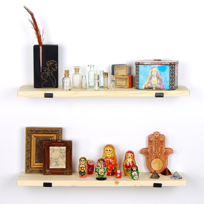 Hanah Home Lam008 Estantería de Pared de Madera y Metal Negro y Roble Hanah Home Lam008 Estantería de Pared de Madera y Metal Negro y Roble